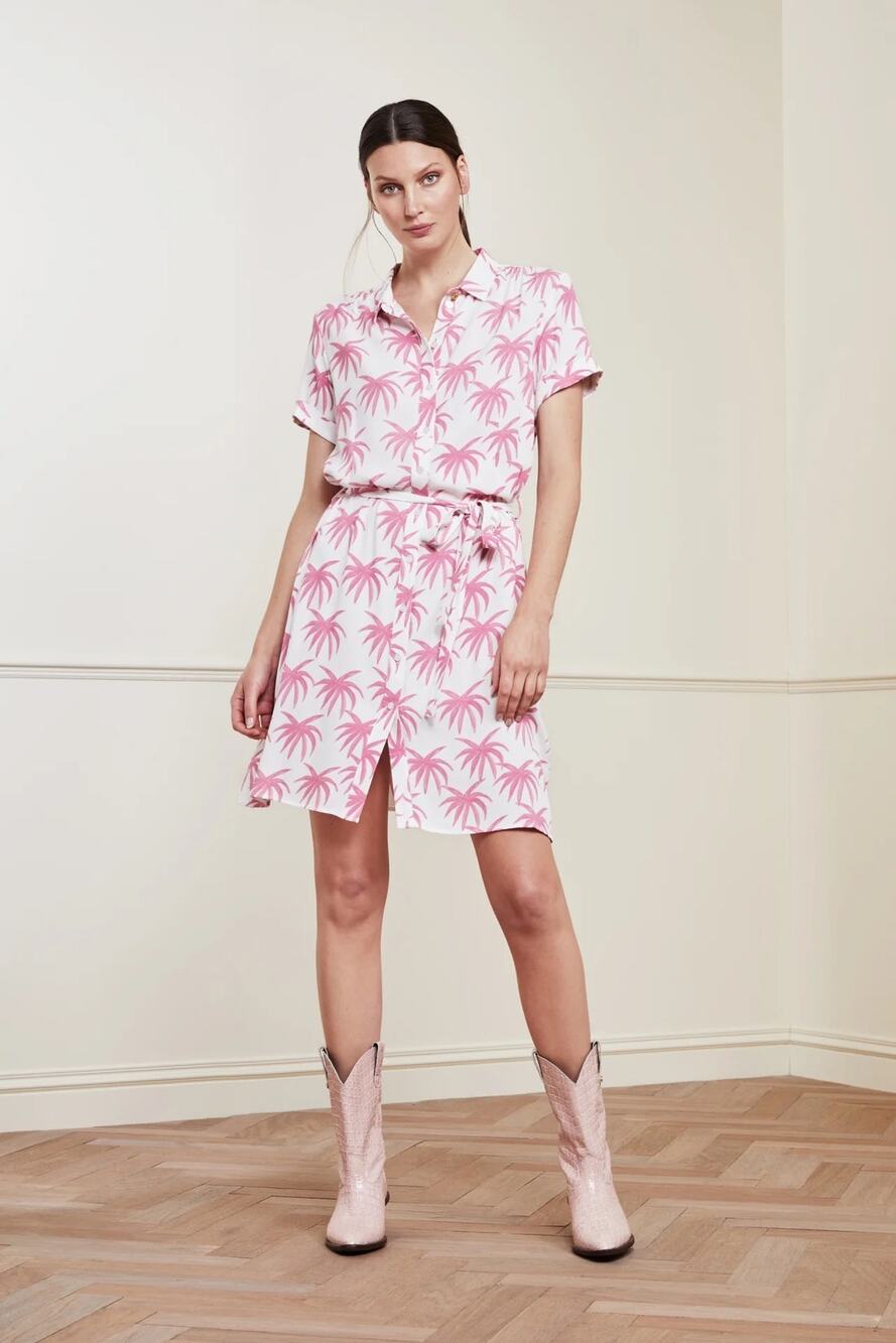 [Anthropologie] x Fabienne Chapot Pink Pretty Palms Boyfriend Cara Dress NWT 12
